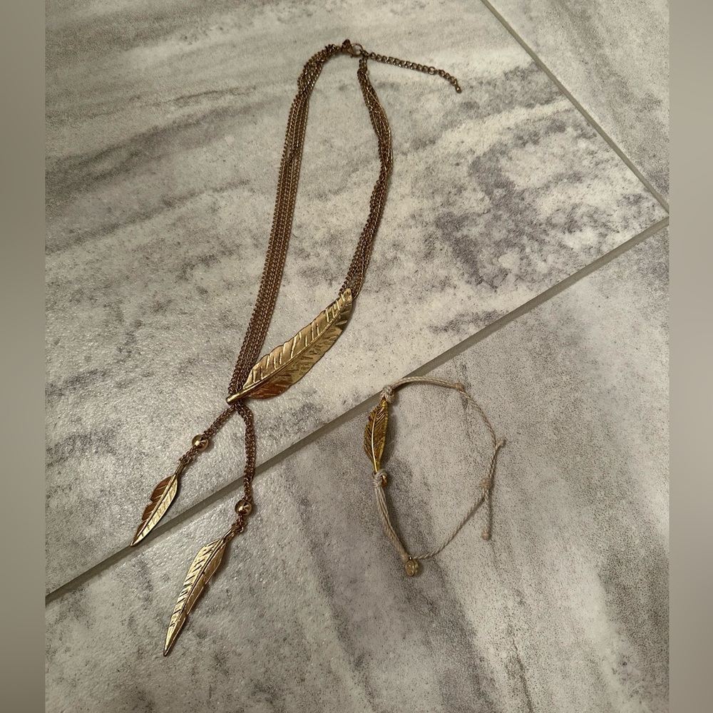 Gold Feather Necklace
